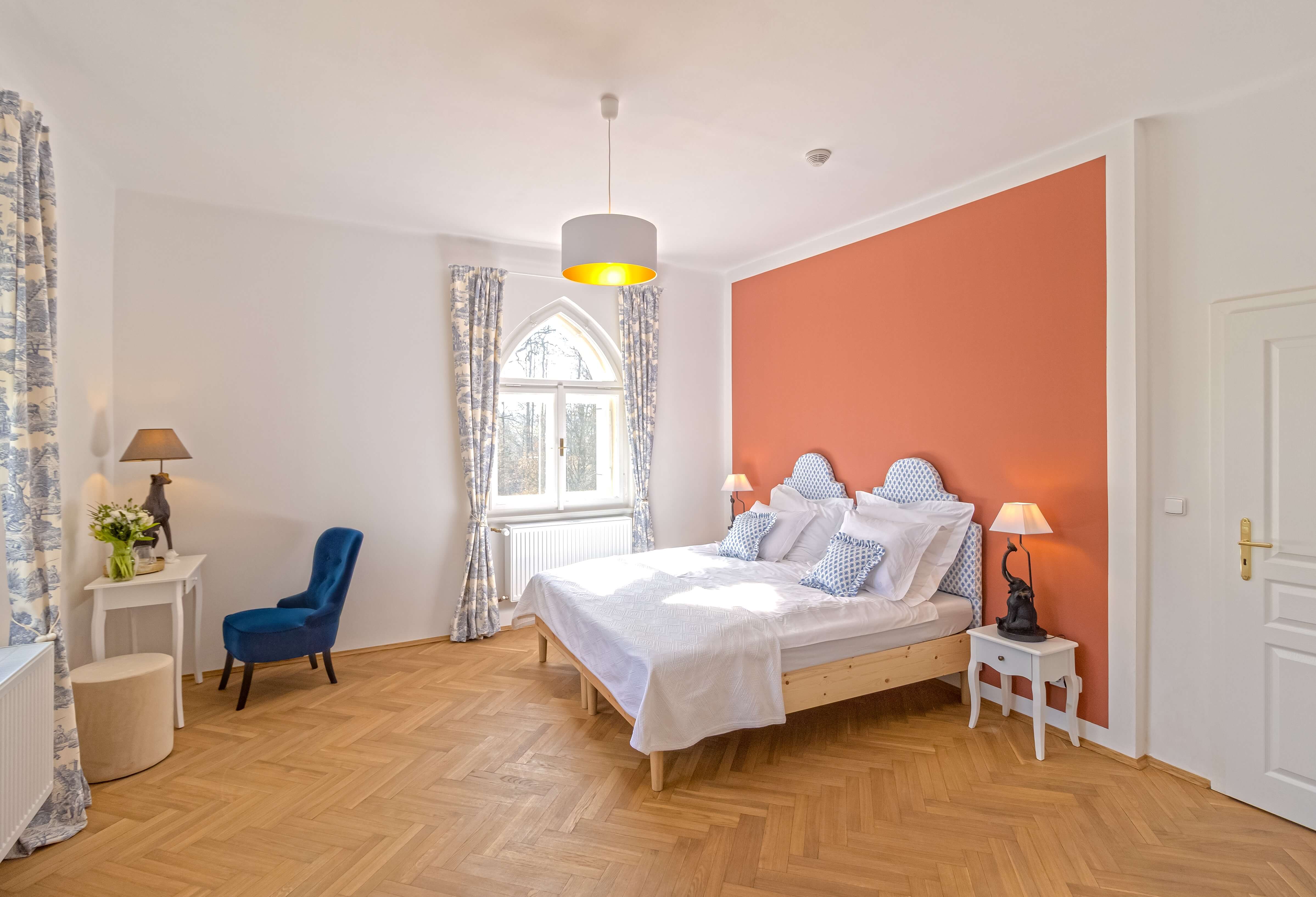 Cerveny Hradek double bed red background